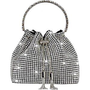 Women Purse  Rhinestone Purse  Bling Rhinestone Bag Shiny Silver Stylish Trendy